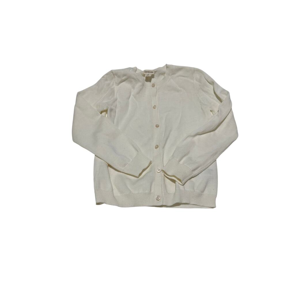 Crewcuts 8 white cotton cardigan long sleeve button down euc